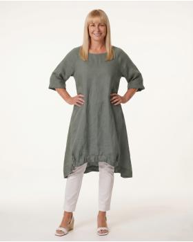 Tunika Leinen A-Linie in  khaki von Puro Lino (Bild 4)