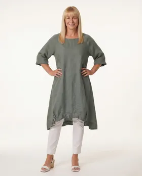 Tunika Leinen A-Linie in  khaki von Puro Lino (Bild 4)