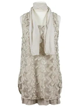 Tunika mit Schal 3-tlg. in  beige von Spaziodonna (Bild 1)