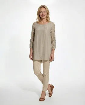 Tunika mit Seide in  taupe von Spaziodonna (Bild 2)