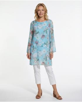 Tunika mit Seide in  t�rkis von Made in Italy (Bild 3)