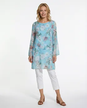Tunika mit Seide in  t�rkis von Made in Italy (Bild 3)