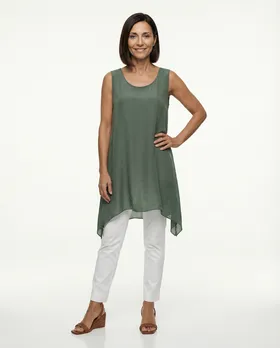 Tunika mit Seide A-Linie in  khaki von Spaziodonna (Bild 3)