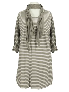 Long Shirt mit Schal in  taupe von Be Charnelle (Bild 1)