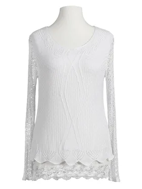 Tunika Shirt mit Spitze in  wei� von Italia Moda (Bild 1)