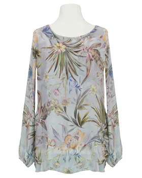 Tunikabluse Floral mit Seide in  grau von Made in Italy (Bild 1)