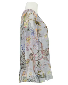 Tunikabluse Floral mit Seide in  grau von Made in Italy (Bild 2)