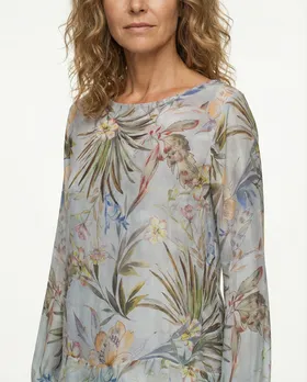 Tunikabluse Floral mit Seide in  grau von Made in Italy (Bild 4)