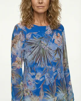 Tunikabluse Floral mit Seide in  k�nigsblau von Made in Italy (Bild 4)