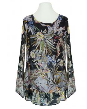 Tunikabluse Floral mit Seide in  schwarz von Made in Italy (Bild 1)