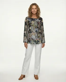 Tunikabluse Floral mit Seide in  schwarz von Made in Italy (Bild 3)