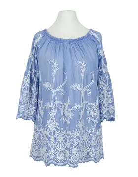 Tunikabluse Kordelstickerei in  blau von Diana (Bild 1)