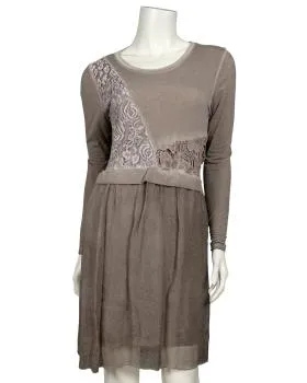Kleid mit Spitze in  braun von Spaziodonna (Bild 1)