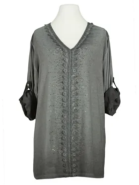 Tunikashirt mit Spitze in  grau von Spaziodonna (Bild 1)
