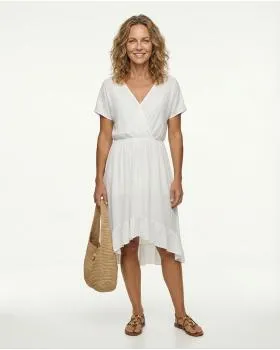 Wickeloptik Kleid mit Volant in  wei� von Spaziodonna (Bild 3)