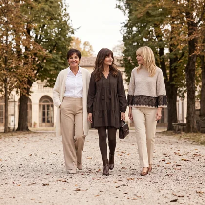 Drei Frauen in italienischer Mode im Park