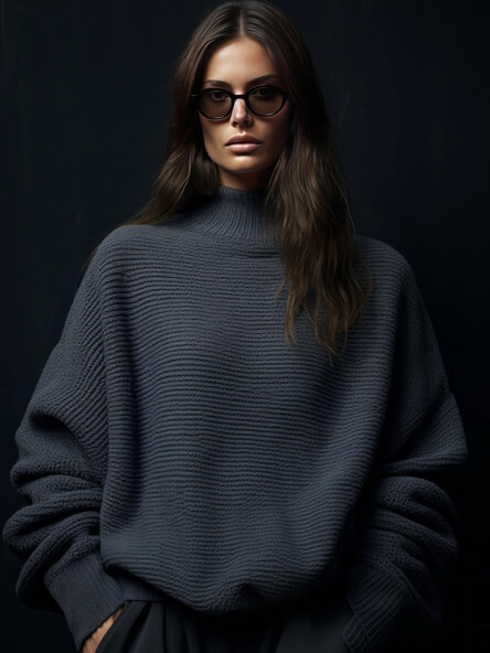 Frau mit schwarzem Pullover